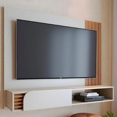 Painel TV 60 Polegadas E Bancada Suspensa Madrid Off White Freijó C05 - Mpozenato