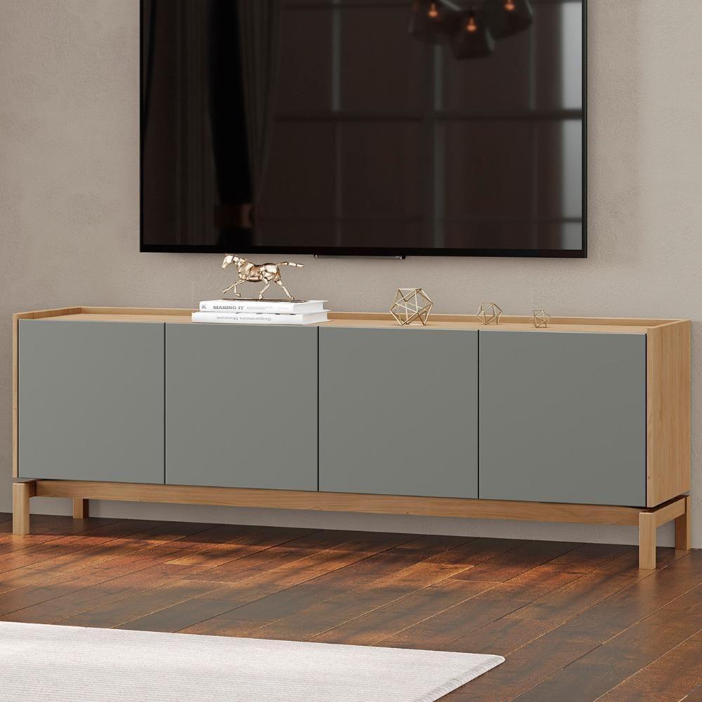 Rack TV 50 Polegadas 180cm 2 Portas 2 Gavetas Soleil Oak Cinza F07 - Mpozenato - 1