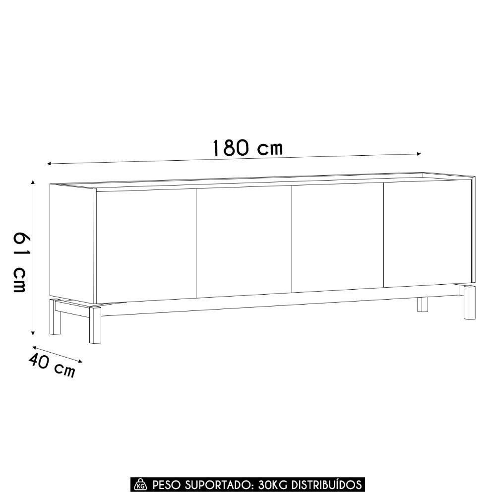Rack TV 50 Polegadas 180cm 2 Portas 2 Gavetas Soleil Oak Cinza F07 - Mpozenato - 4