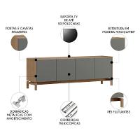 Rack TV 50 Polegadas 180cm 2 Portas 2 Gavetas Soleil Oak Cinza F07 - Mpozenato - 3
