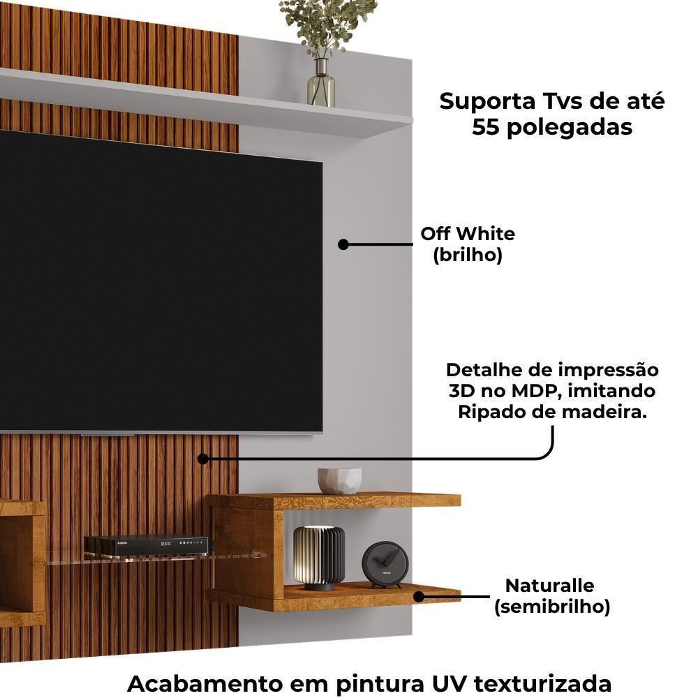 Painel Suspenso TV 55 Polegadas 163 Cm Atlas Bechara Off White Naturalle - 5