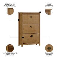 Sapateira De Madeira 80cm 3 Portas Lázio Freijó F07 - Mpozenato - 3
