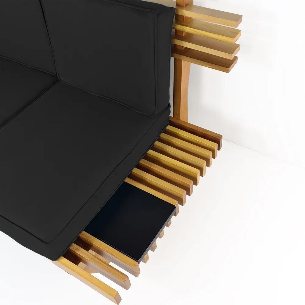 Sofá 2 Lugares Xangai Madeira Nobre Sala Moderna - Goiaba Goiaba - 6