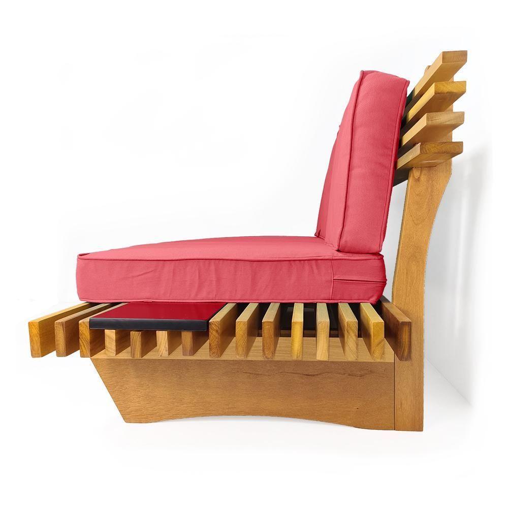 Sofá 2 Lugares Xangai Madeira Nobre Sala Moderna - Goiaba Goiaba - 8