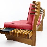 Sofá 2 Lugares Xangai Madeira Nobre Sala Moderna - Goiaba Goiaba - 9