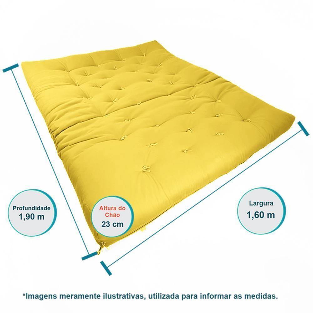 Sofa Cama Futon Oriental King Amarelo Acquablock Madeira Maciça Pinus Natural Sem Pintura - 6