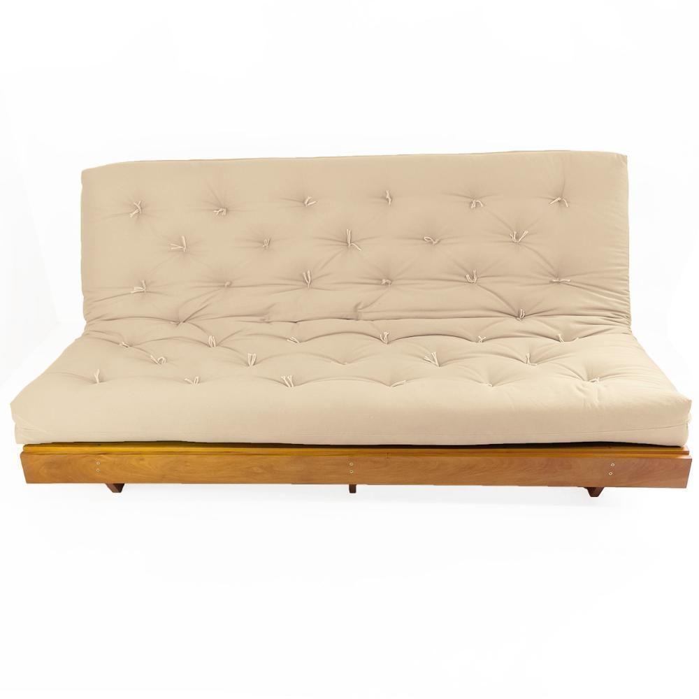 Sofá Cama Futon L Sarja Impermeável Bege Em Madeira Nobre Maciça - 4