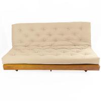 Sofá Cama Futon L Sarja Impermeável Bege Em Madeira Nobre Maciça