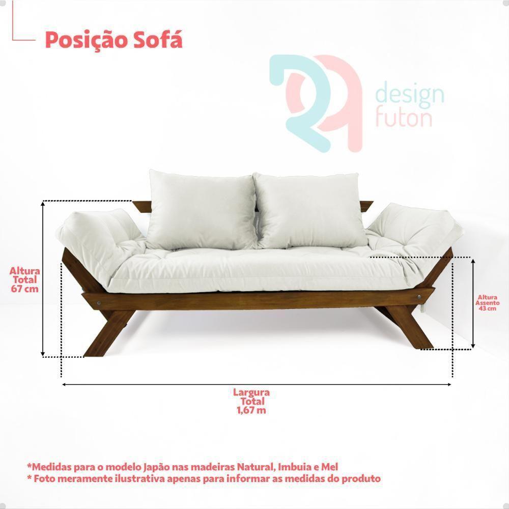 Sofá Japão Futon Azul Turquesa Madeira Maciça Imbuia - 5
