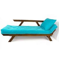 Sofá Japão Futon Azul Turquesa Madeira Maciça Imbuia - 3