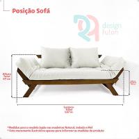 Sofá Japão Futon Azul Turquesa Madeira Maciça Imbuia - 5