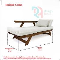 Sofá Japão Futon Azul Turquesa Madeira Maciça Imbuia - 6