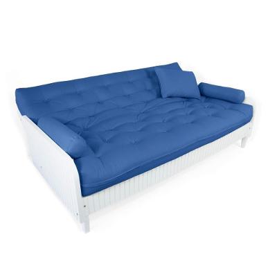 Sofá Cama Paris Ripado Branco Acquablock Azul Royal Nobre