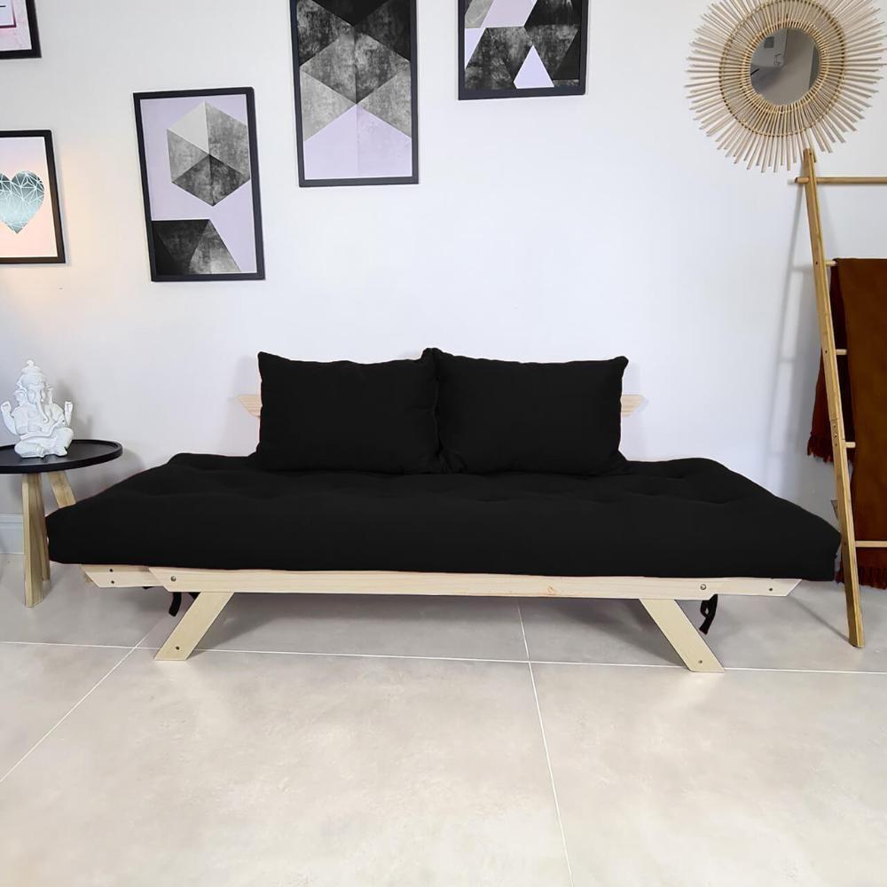 Sofá Japão Futon Acquablock Preto Em Madeira Maciça - 3