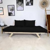 Sofá Japão Futon Acquablock Preto Em Madeira Maciça - 3