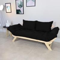 Sofá Japão Futon Acquablock Preto Em Madeira Maciça