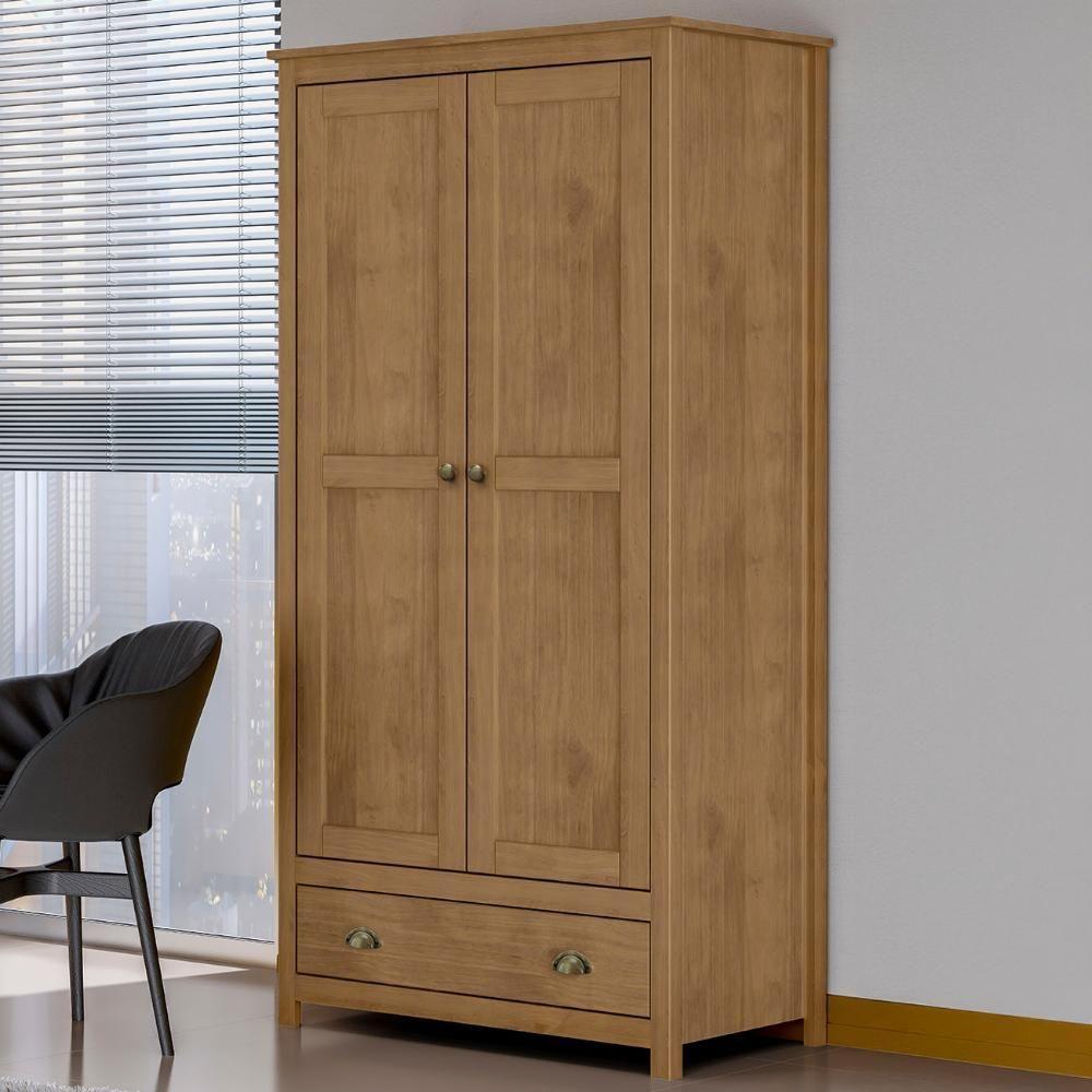 Guarda Roupa Solteiro 91cm 2 Portas 1 Gaveta Lázio Freijó F07 - Mpozenato - 1