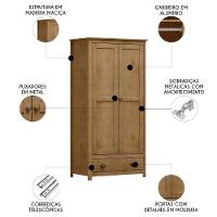 Guarda Roupa Solteiro 91cm 2 Portas 1 Gaveta Lázio Freijó F07 - Mpozenato - 3