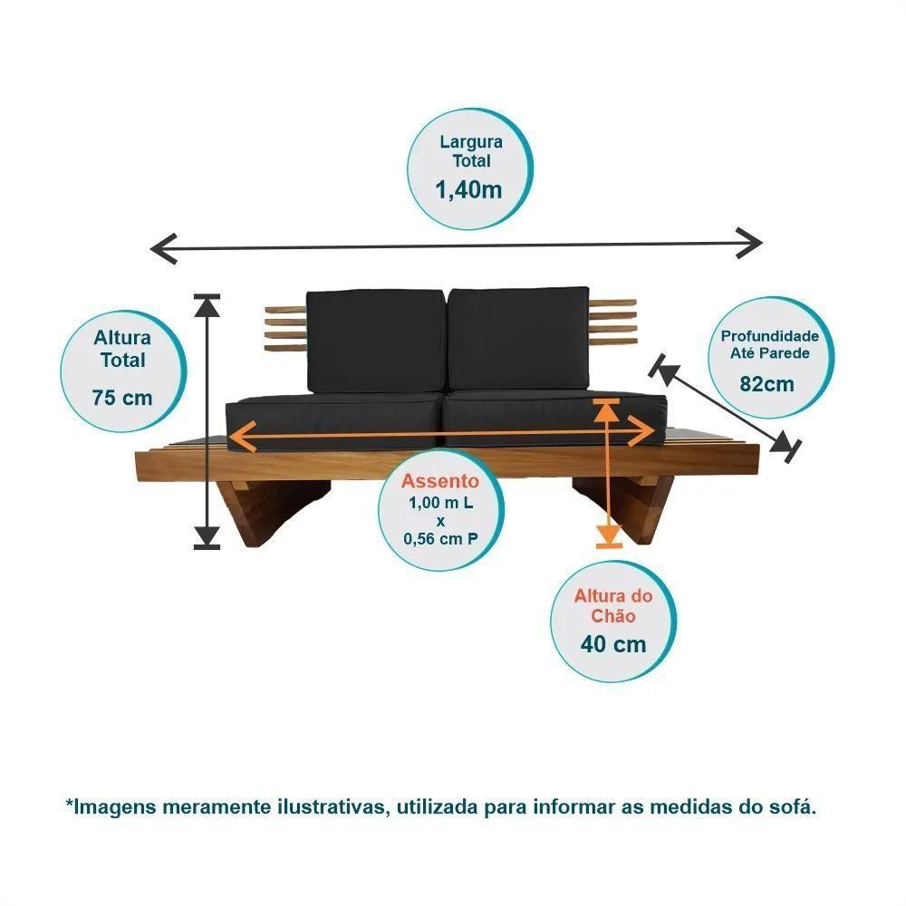 Sofá 2 Lugares Xangai Madeira Nobre Sala Moderna - Amarelo Amarelo - 4