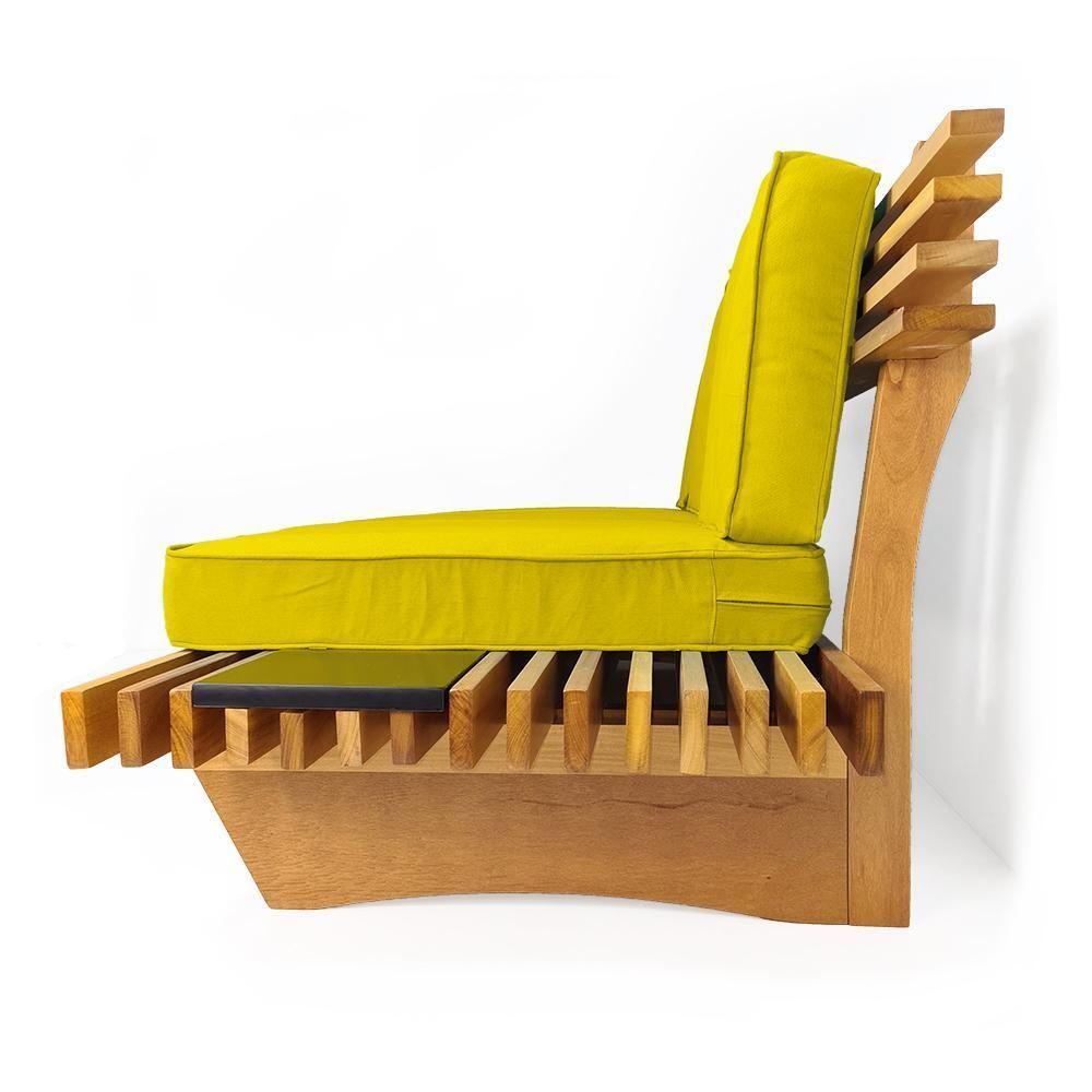 Sofá 2 Lugares Xangai Madeira Nobre Sala Moderna - Amarelo Amarelo - 7