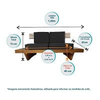 Sofá 2 Lugares Xangai Madeira Nobre Sala Moderna - Amarelo Amarelo