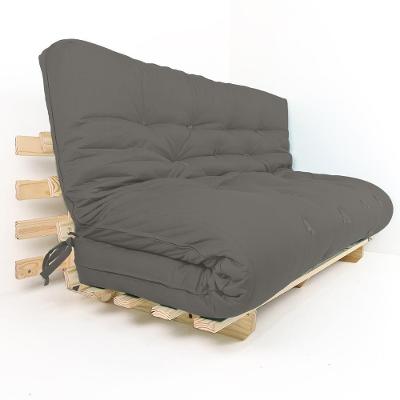 Sofa Cama Futon Oriental King Cinza Madeira Maciça Pinus Natural Sem Pintura