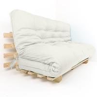 Sofa Cama Futon Oriental King Branco Off Acquablock Madeira Maciça Pinus Natural Sem Pintura - 1