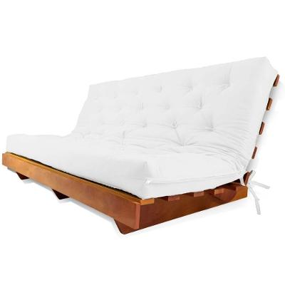 Sofá Cama Futon L Acquablock Branco Off Em Madeira Nobre Maciça