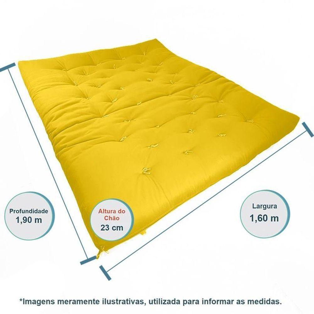 Sofa Cama Futon Oriental King Amarelo Madeira Maciça Pinus Natural Sem Pintura - 4