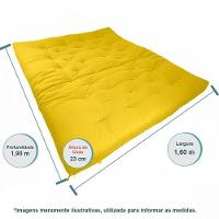 Sofa Cama Futon Oriental King Amarelo Madeira Maciça Pinus Natural Sem Pintura