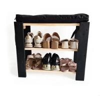 Sapateira Hall Entrada Organizador Multiuso Com Almofada Preta - 1