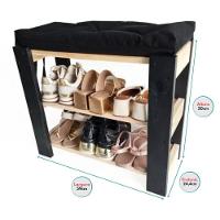 Sapateira Hall Entrada Organizador Multiuso Com Almofada Preta - 4