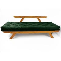 Sofá Japão Futon Sarja Madeira Cor Mel - Verde Militar