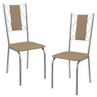 Kit 2 Cadeiras Cromada Sala Jantar 2C076CR Corino Kappesberg Capuccino - 1