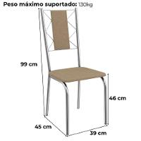 Kit 2 Cadeiras Cromada Sala Jantar 2C076CR Corino Kappesberg Capuccino - 2
