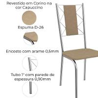 Kit 2 Cadeiras Cromada Sala Jantar 2C076CR Corino Kappesberg Capuccino - 3