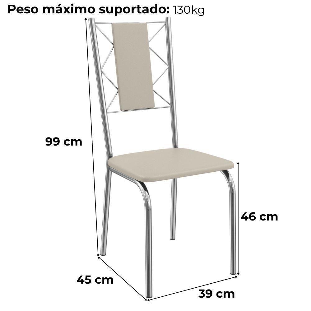 Kit 2 Cadeiras Cromada Sala Jantar 2C076CR Corino Kappesberg Nude - 3