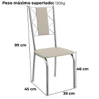 Kit 2 Cadeiras Cromada Sala Jantar 2C076CR Corino Kappesberg Nude - 3
