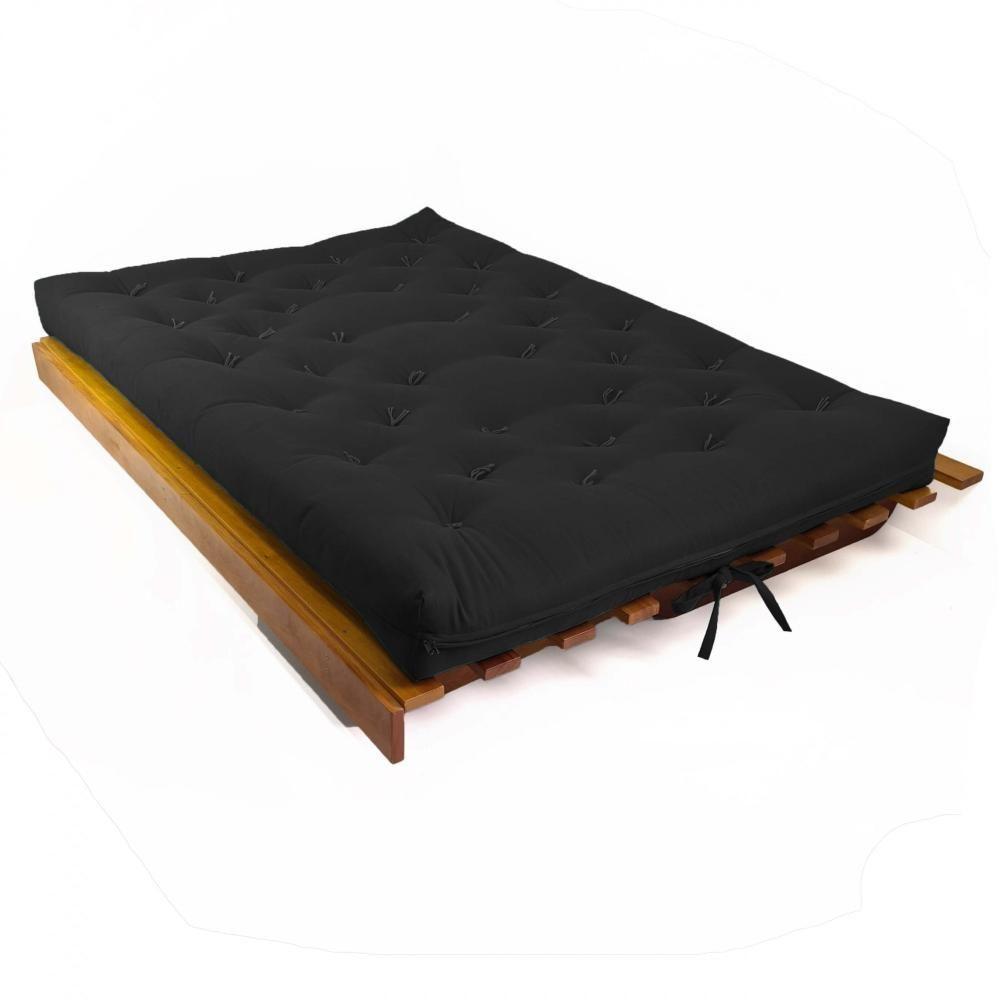 Sofá Cama Futon L Sarja Preto Em Madeira Nobre Maciça - 3