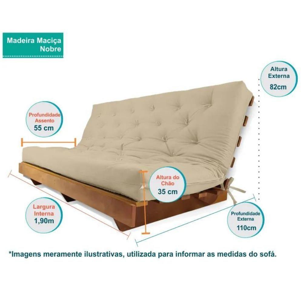 Sofá Cama Futon L Sarja Preto Em Madeira Nobre Maciça - 4