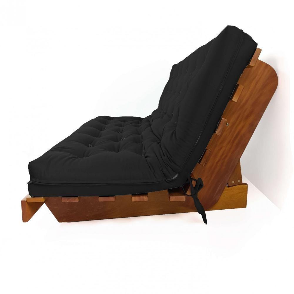 Sofá Cama Futon L Sarja Preto Em Madeira Nobre Maciça - 5