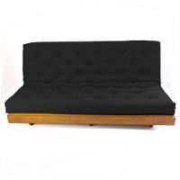 Sofá Cama Futon L Sarja Preto Em Madeira Nobre Maciça - 2
