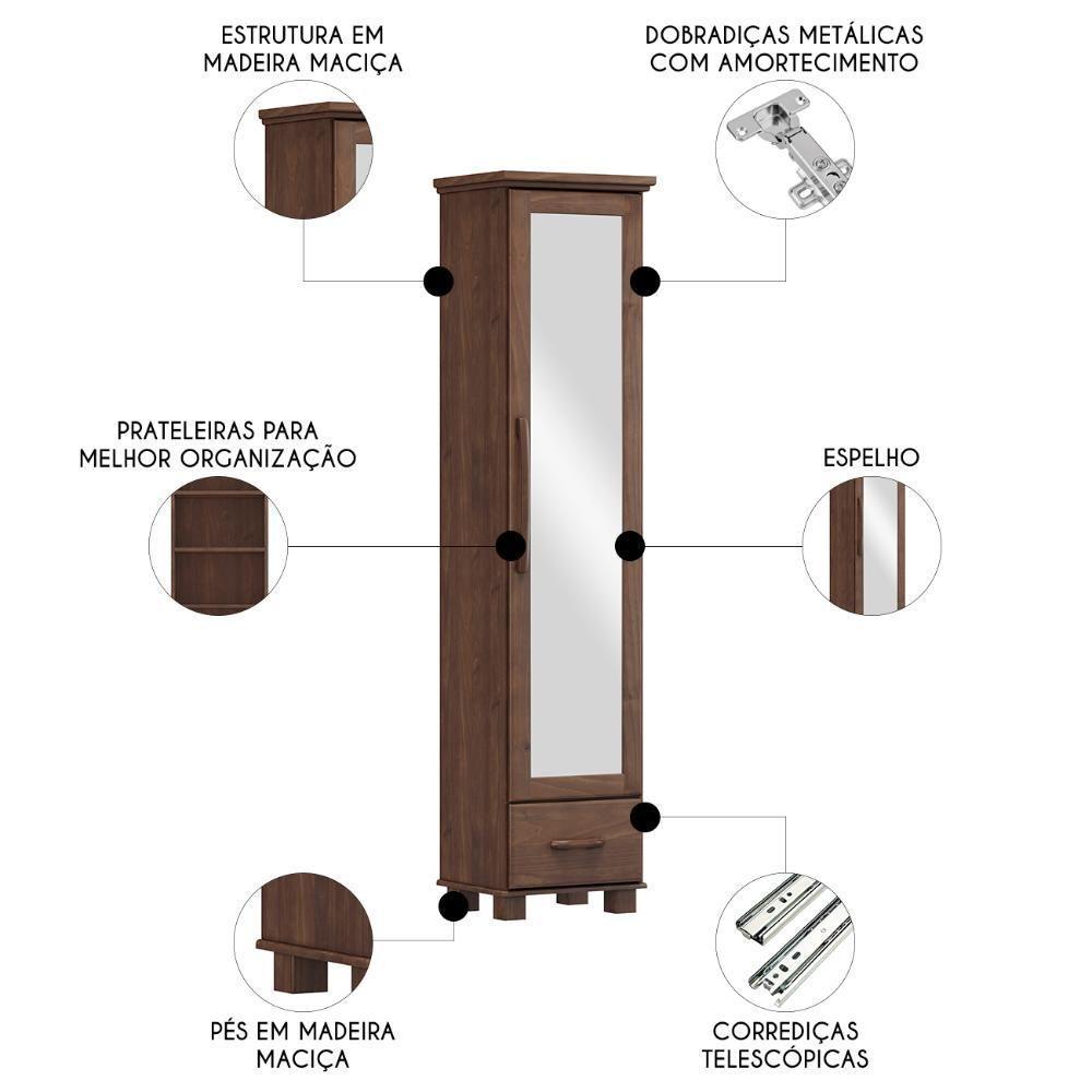 Sapateira De Madeira 47cm 1 Porta Com Espelho Eduarda Café F07 - Mpozenato - 3