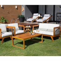 Sofá De Madeira 2 Lugares Corda Naval + 2 Poltronas Caribe + Mesa Cooler E Lareira - 1