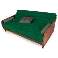 Sofá Cama Paris Sarja Verde Bandeira Madeira Nobre Cor Imbuia - 3