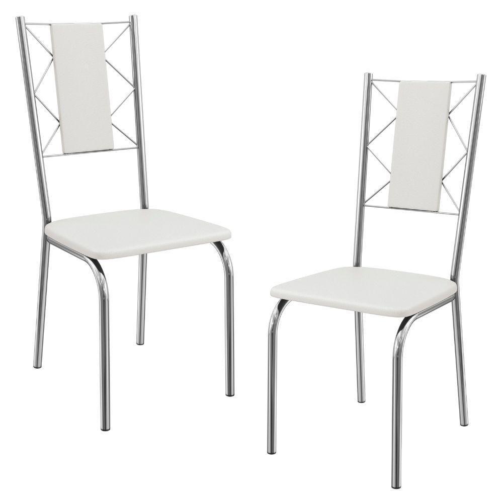 Kit 2 Cadeiras Cromada Sala Jantar 2C076CR Corino Kappesberg Branco - 1