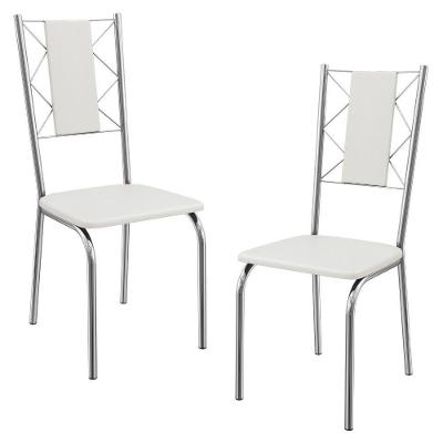 Kit 2 Cadeiras Cromada Sala Jantar 2C076CR Corino Kappesberg Branco