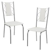 Kit 2 Cadeiras Cromada Sala Jantar 2C076CR Corino Kappesberg Branco - 1