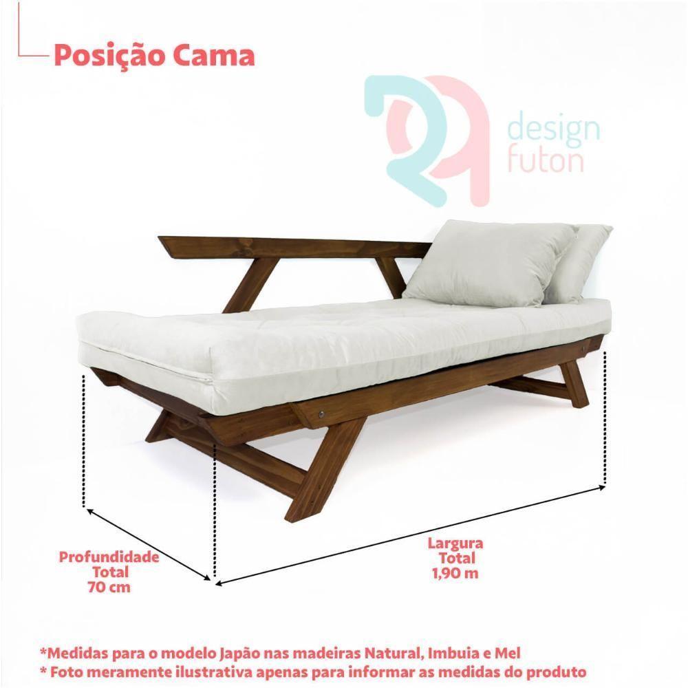 Sofá Japão Futon Acquablock Madeira Cor Imbuia - Azul Royal - 6