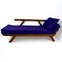 Sofá Japão Futon Acquablock Madeira Cor Imbuia - Azul Royal - 2